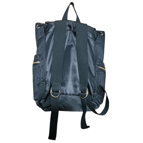 JUICY COUTURE Black Satin Sequin Quilted Drawstring Backpack With Gold Hardware - Picture 2 of 15